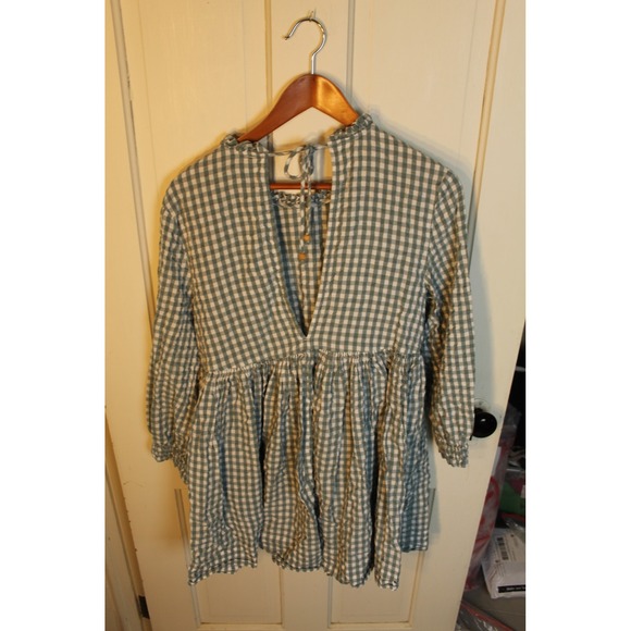 Free People Blue Gingham Babydoll Tunic Dress Women Size Small - Picture 5 of 6